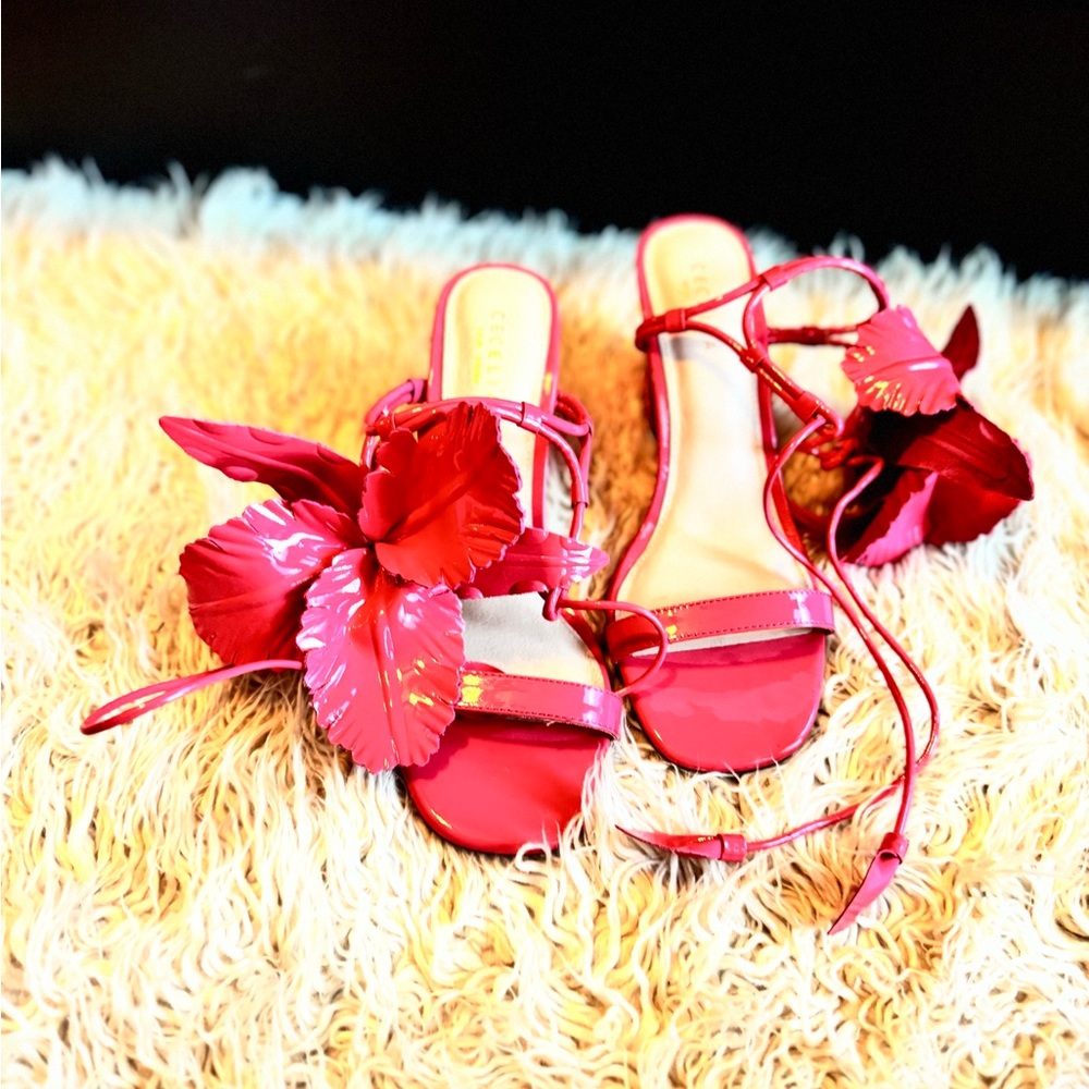 Cecelia New York : HIBISCUS. Color Coral. Elegant Pink Floral Women's Heels - Picture 10 of 10